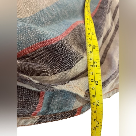 Anthropologie Maeve Linen Striped Tie Front Sleeveless Shirt Sz 2 - Picture 6 of 7